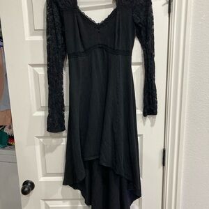 Tripp NYC Black Lace-Sleeve High-Low Dress